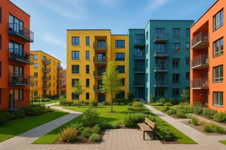 Modernt bostadsområde i nyproduktion