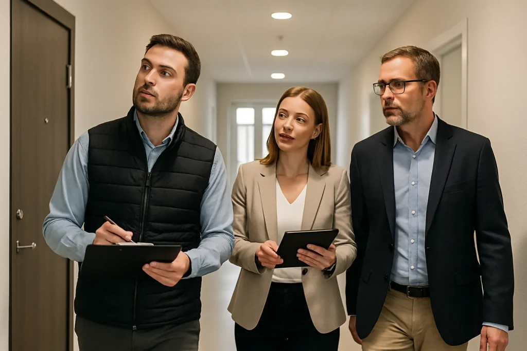 Fastighetsbesiktning i BRF med styrelsen på plats