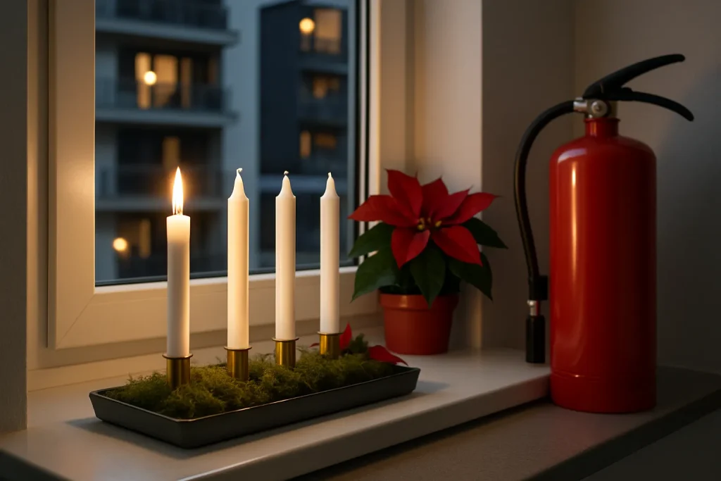 Brandsäkerhet under första advent i fastighet: adventsljus, brandfilt och brandvarnare