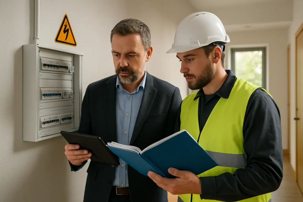 Förvaltare och elektriker gör elkontroll enligt ELSÄK‑FS 2022:3 i BRF